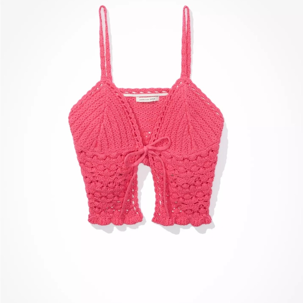 Pink Crochet Knit Top XS